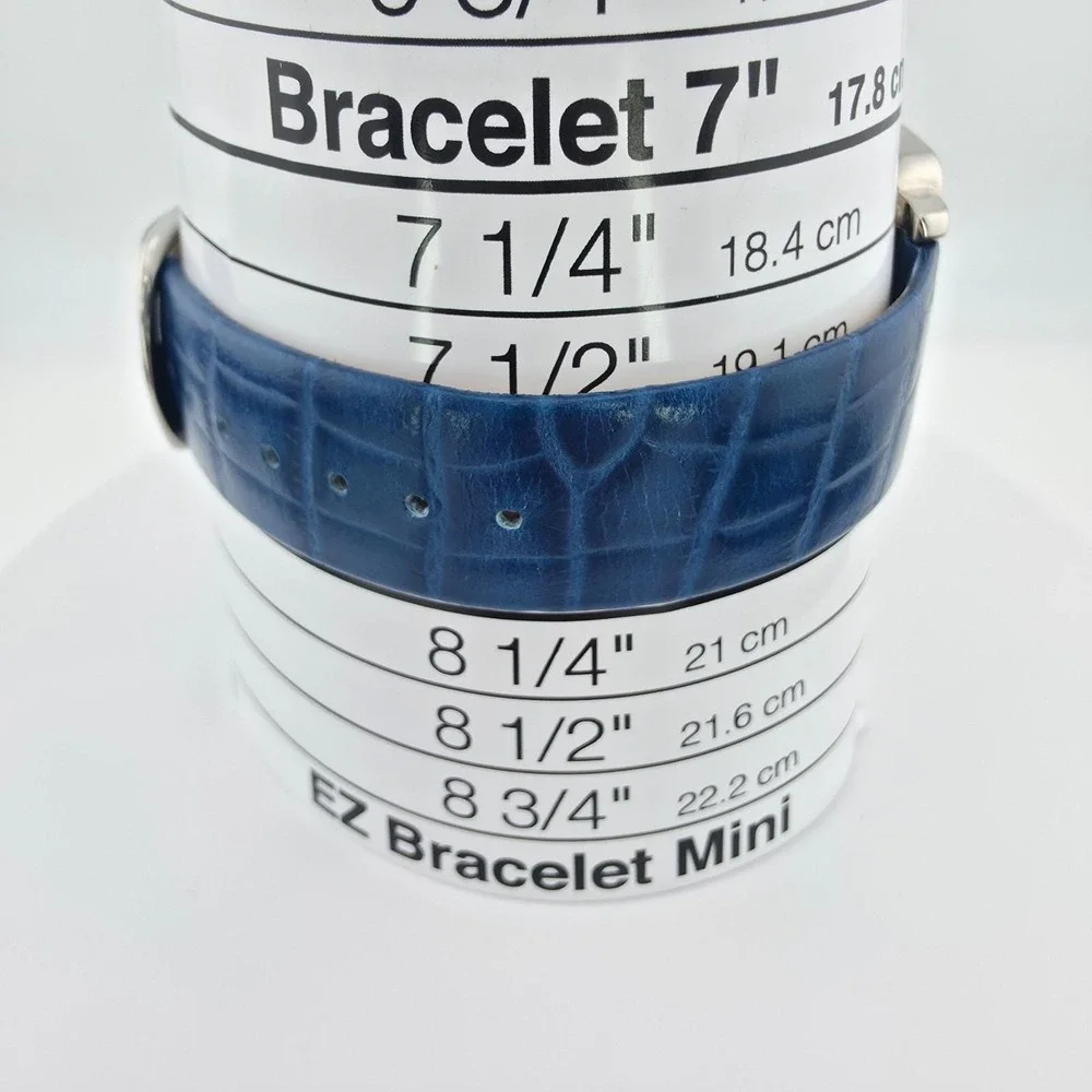 GOSSIP Ladies Quartz Watch Blue Dial & Crocodile Leather Strap Silver Tone 8